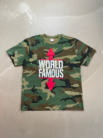 Supreme World Famous Tee Woodland Camo Men's - SS26(Størelse XLarge)
