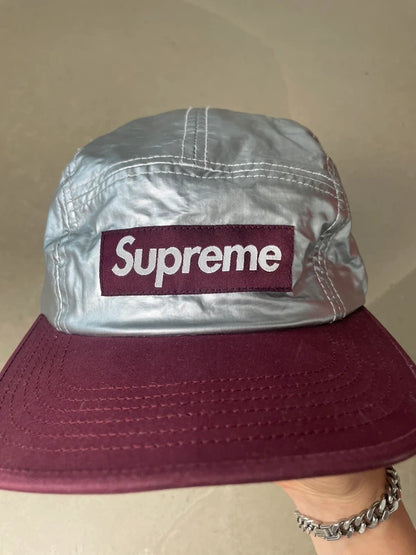 Supreme Silver Navy F/W 2013 Camp Cap 5 Panel Hat(Størelse en størelse)