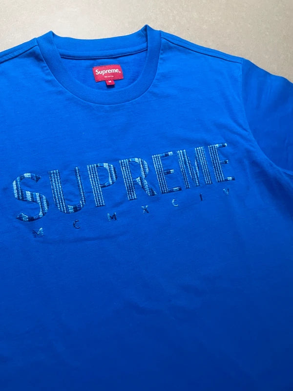 Supreme Gradient Logo Tee Blue Men's - SS19(Størelse Medium)
