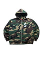Supreme S Logo Zip Up Hooded Sweatshirt (FW25) Woodland(Størelse X-Large)